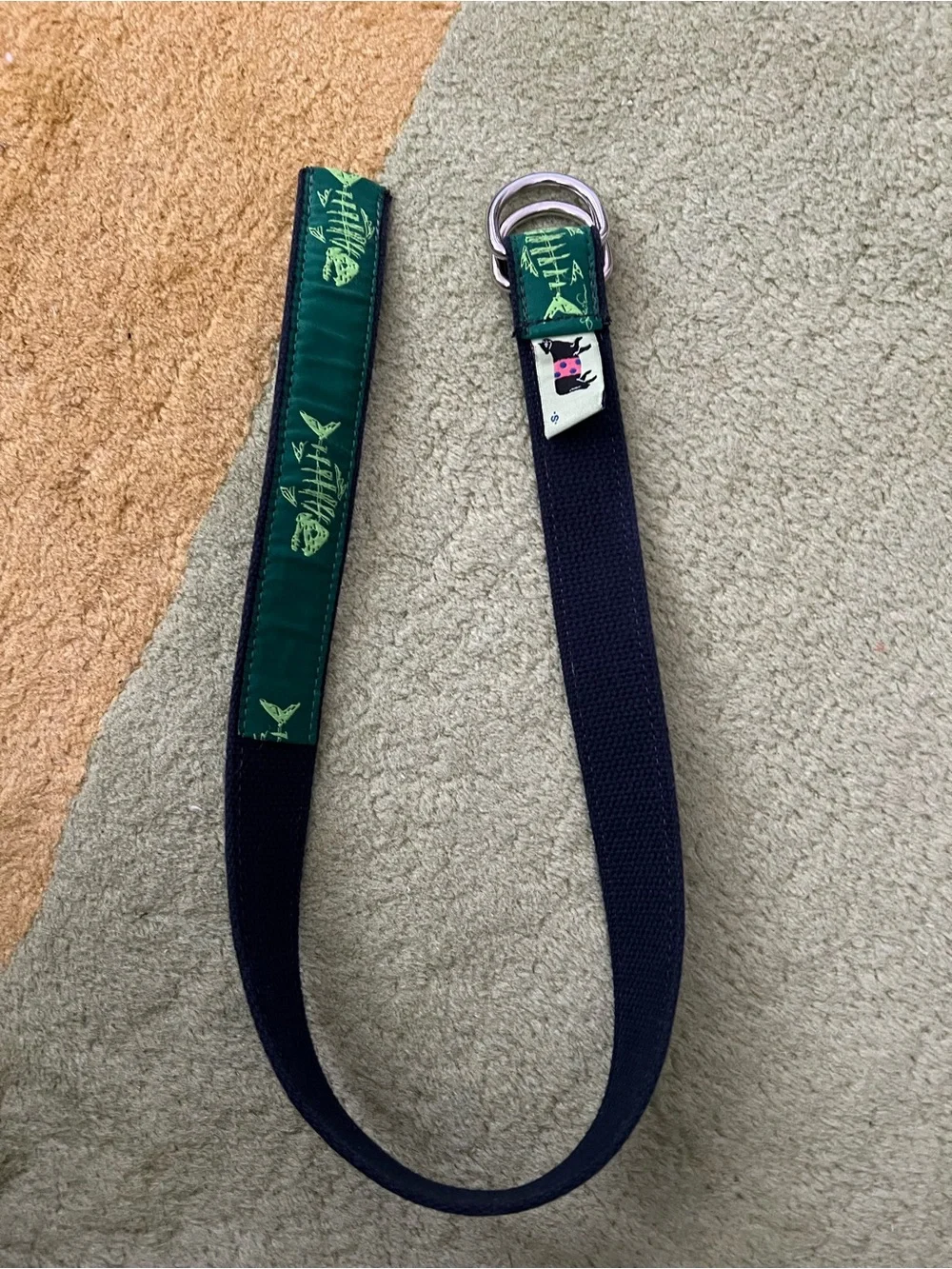 Belted Cow Green Fishbone D-Ring Fabric Belt Maine 27.5 Inches